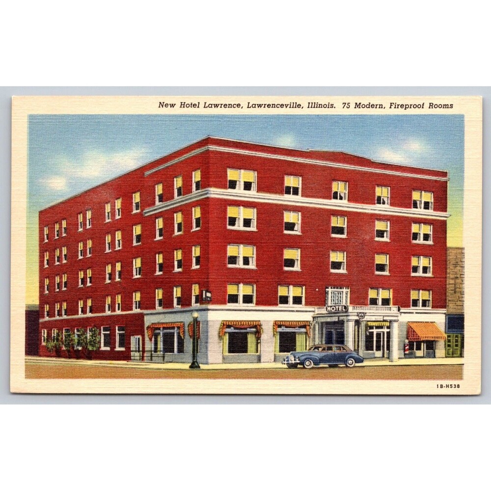 Lawrenceville Illinois New Hotel Lawrence Linen Postcard 1941 Curt Teich